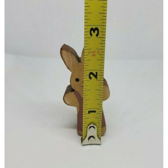 Pink And White Vintage 1988 Pat Kudron Wooden Miniature Bunny Shelf Sitter - Picture 7 of 10